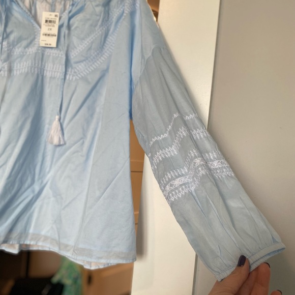 Style & Co. Tops - 🆕Beautiful blue, tasseled 💯 cotton blouse.